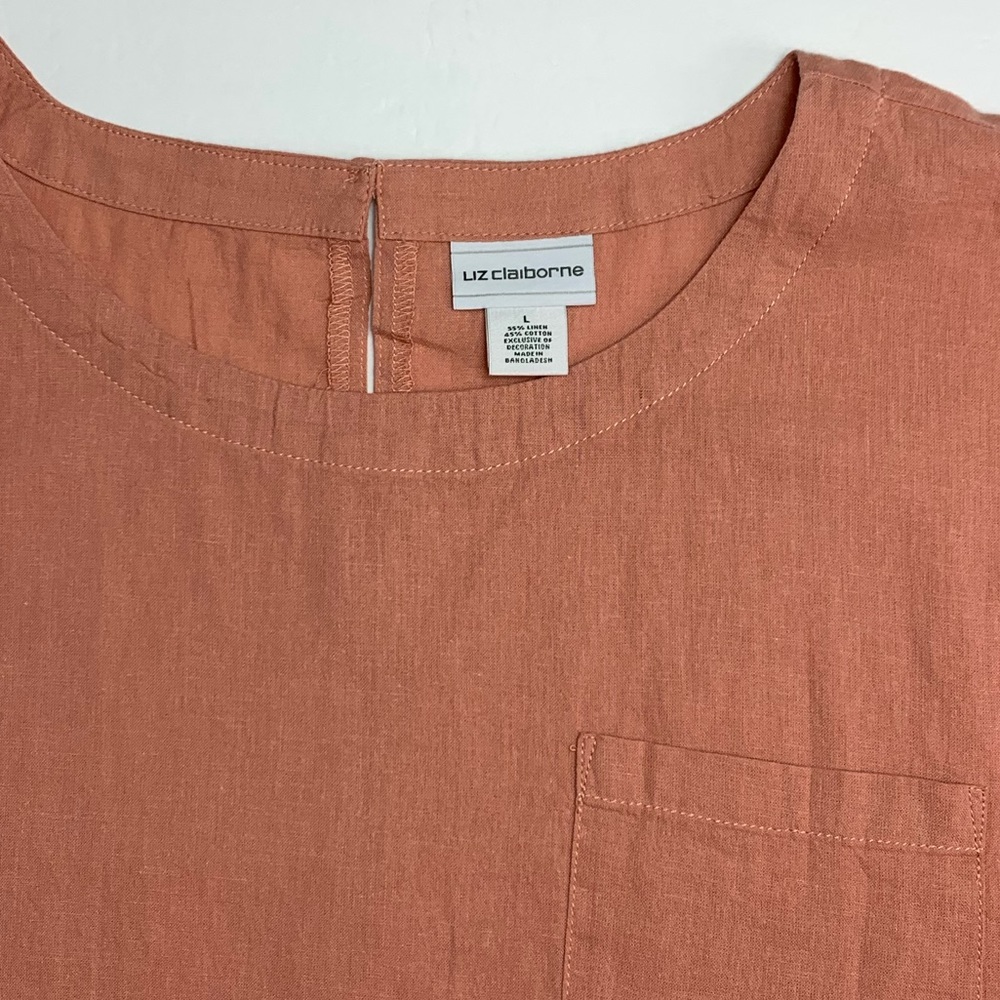 Liz Claiborne Linen Top Flax LagenLook Raw Hem - Picture 13 of 16